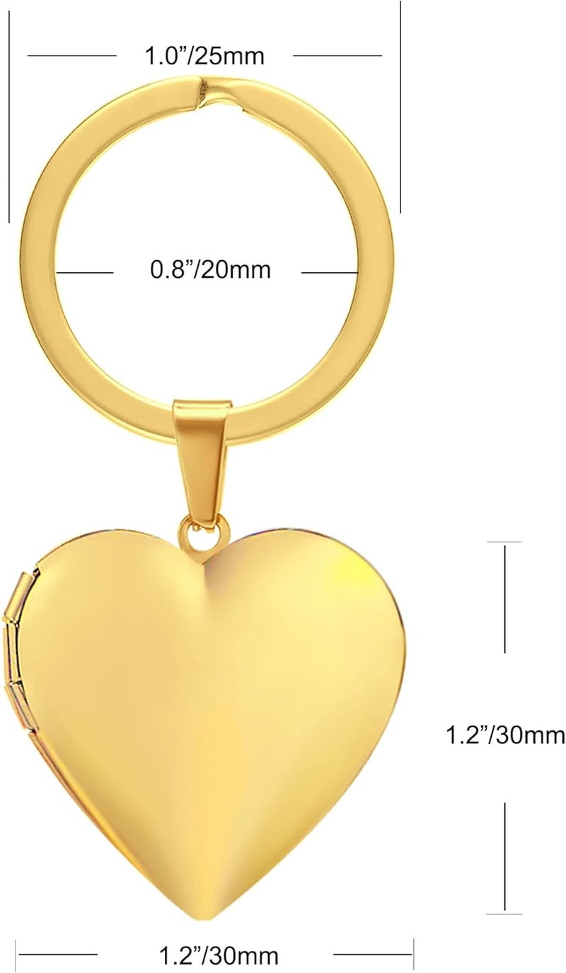 PHOCKSIN Silver Heart Locket Keychains for Women Gold Photo Locket Key chain that Hold Pictures New Years Gifts for Women - Image 5